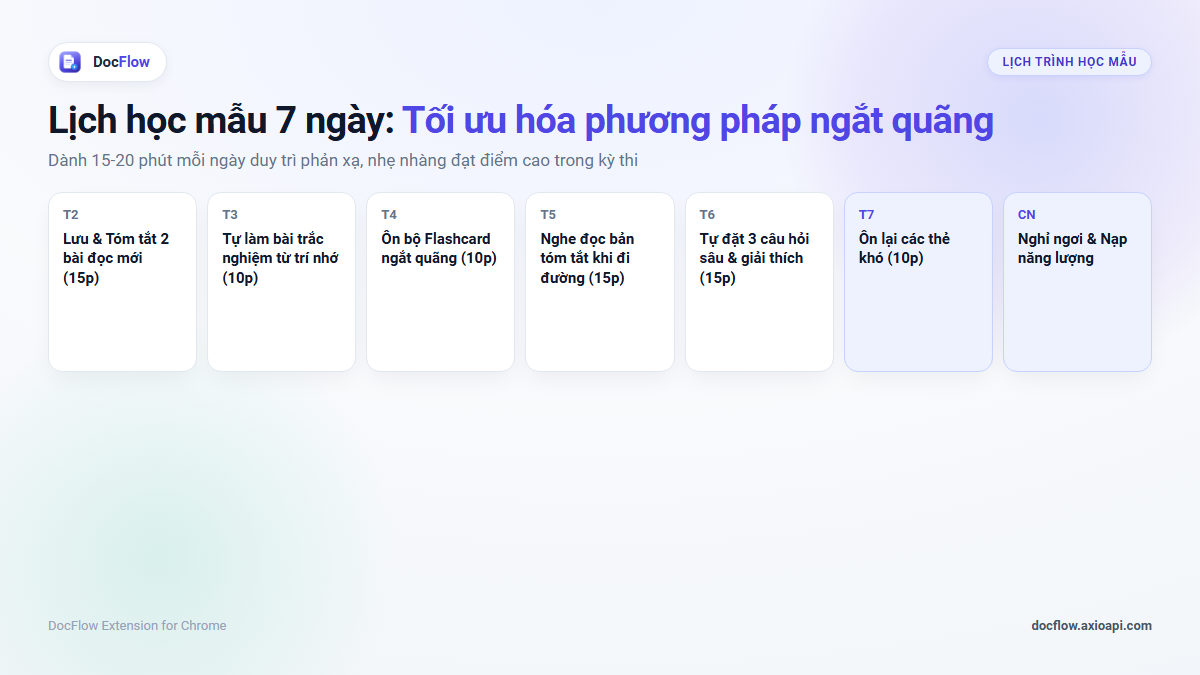 Lịch học tập mẫu 7 ngày trong tuần cho sinh viên