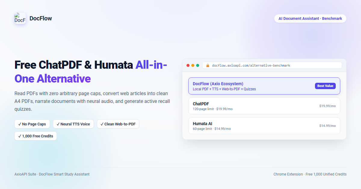 DocFlow document chat and neural voice assistant compared to ChatPDF and Humata interfaces