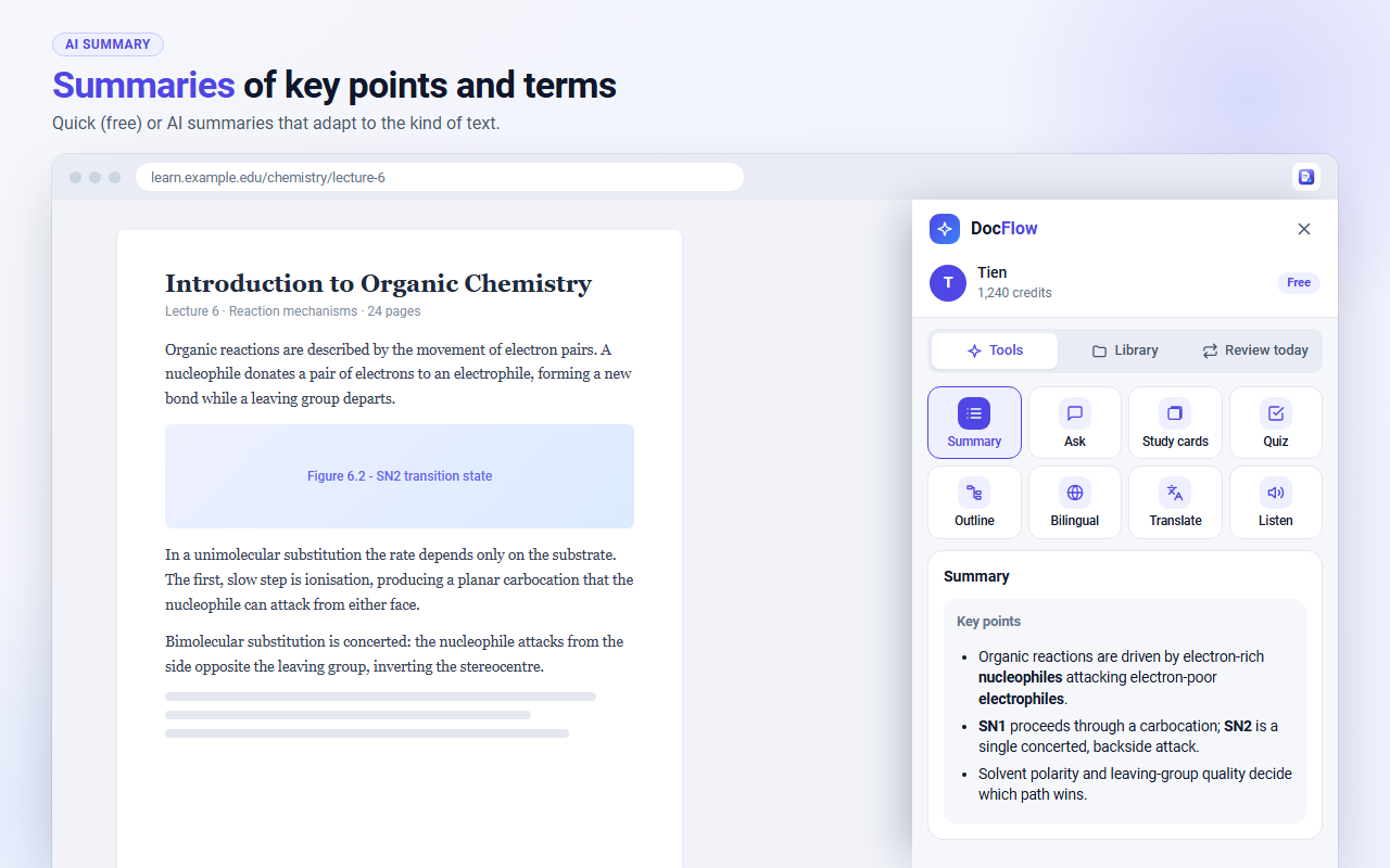 Illustration: AI summary in the side panel